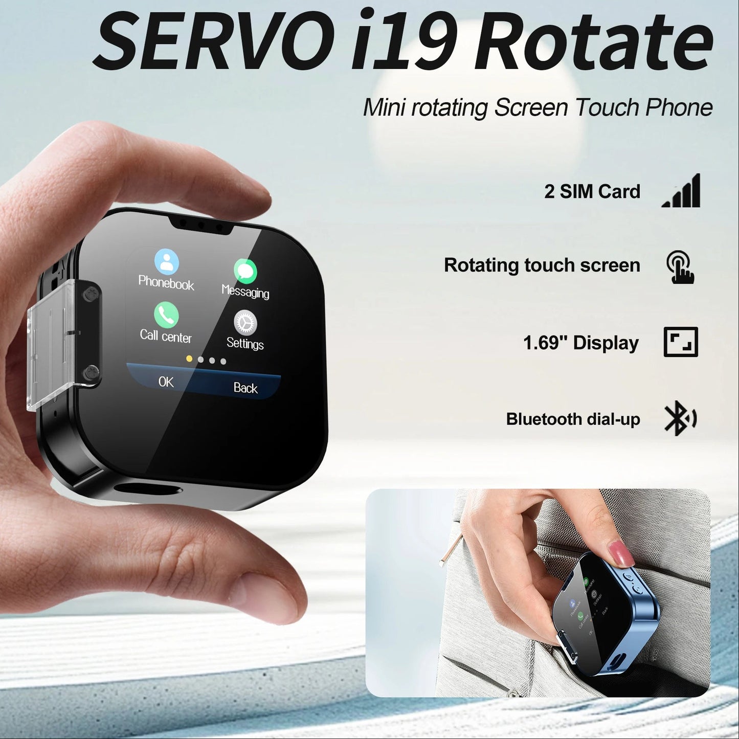 Mini smartphone à écran rotatif